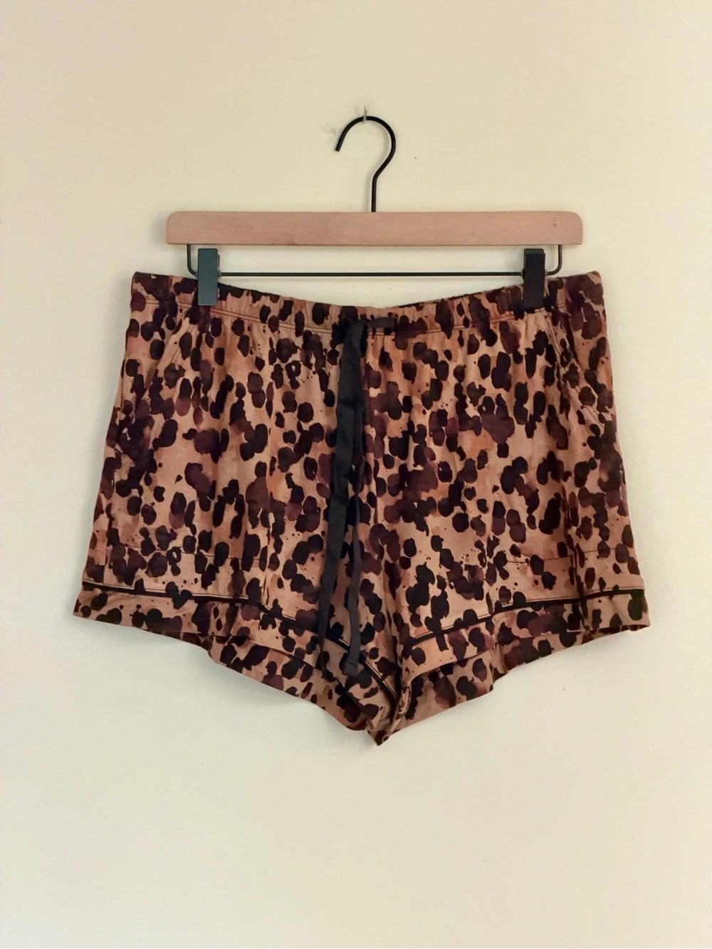 Stars Above Brown 2-Piece Short Sleeve & Shorts PJ Set, Leopard Print, Large